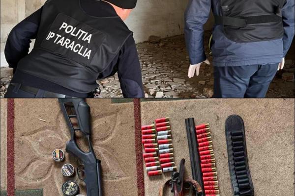 Percheziții în sudul țării: polițiștii au ridicat mai multe arme și muniții în raioanele Vulcănești și Taraclia.